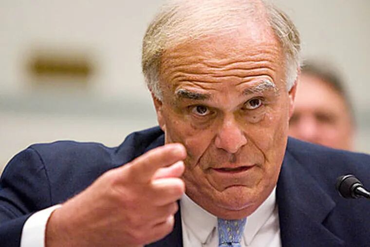 Gov. Edward Rendell, testifies before the House Committee on Oversight and Government Reform hearing on "Tracking the Money: Preventing Waste, Fraud and Abuse of Recovery Act Funding" on Capitol Hill on Wednesday. (AP Photo/Manuel Balce Ceneta)