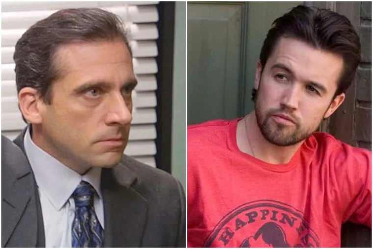 Steve Carrell, at left, and Rob McElhenney, at right, are setting fans of The Office and It's Always Sunny in Philadelphia into a frenzy by teasing a crossover.