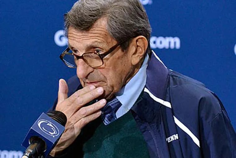 Joe Paterno canceled his weekly news conference Tuesday. (Ralph Wilson/AP)