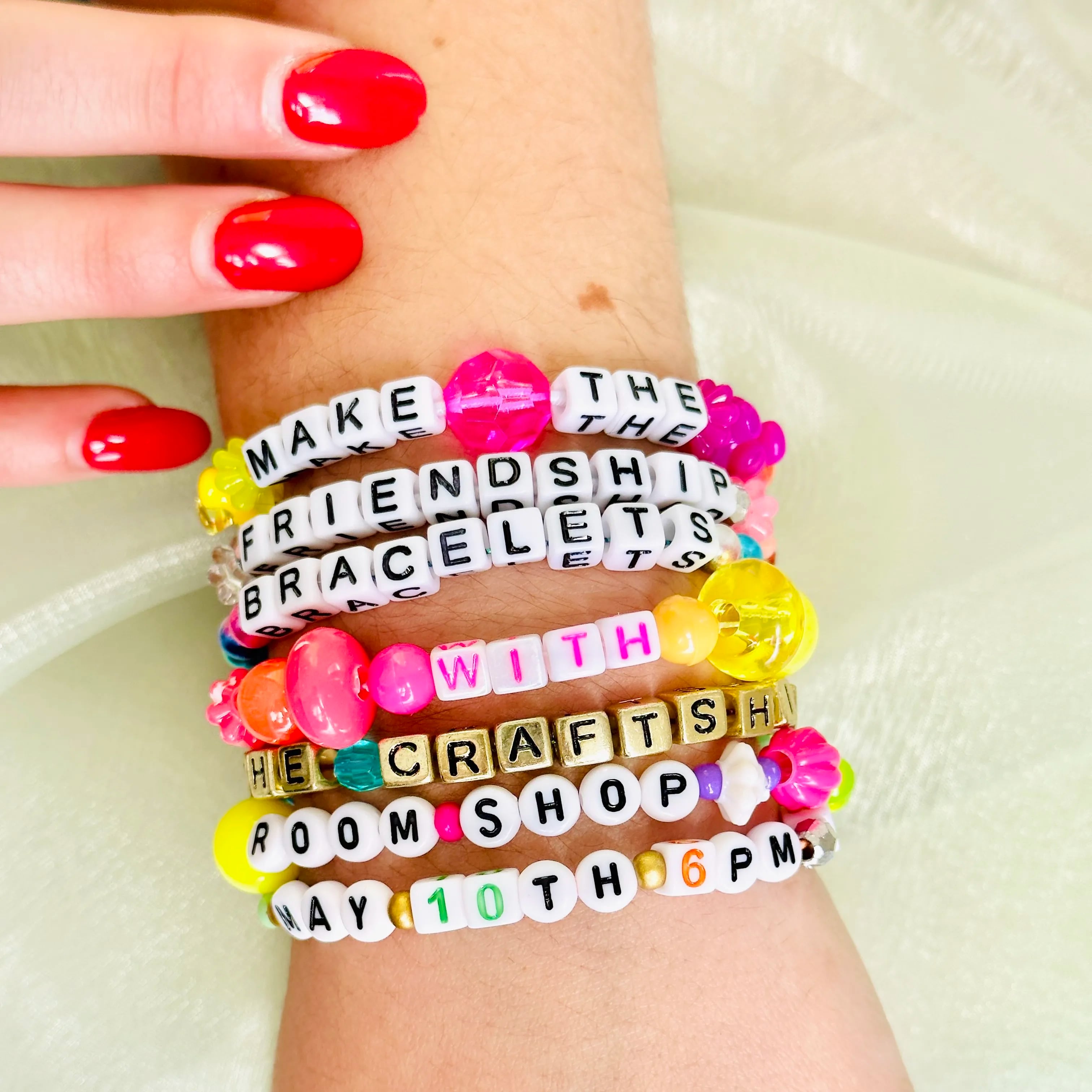 Make a friendship bracelet at The Craftship in the Bok Building for the Taylor Swift concert.