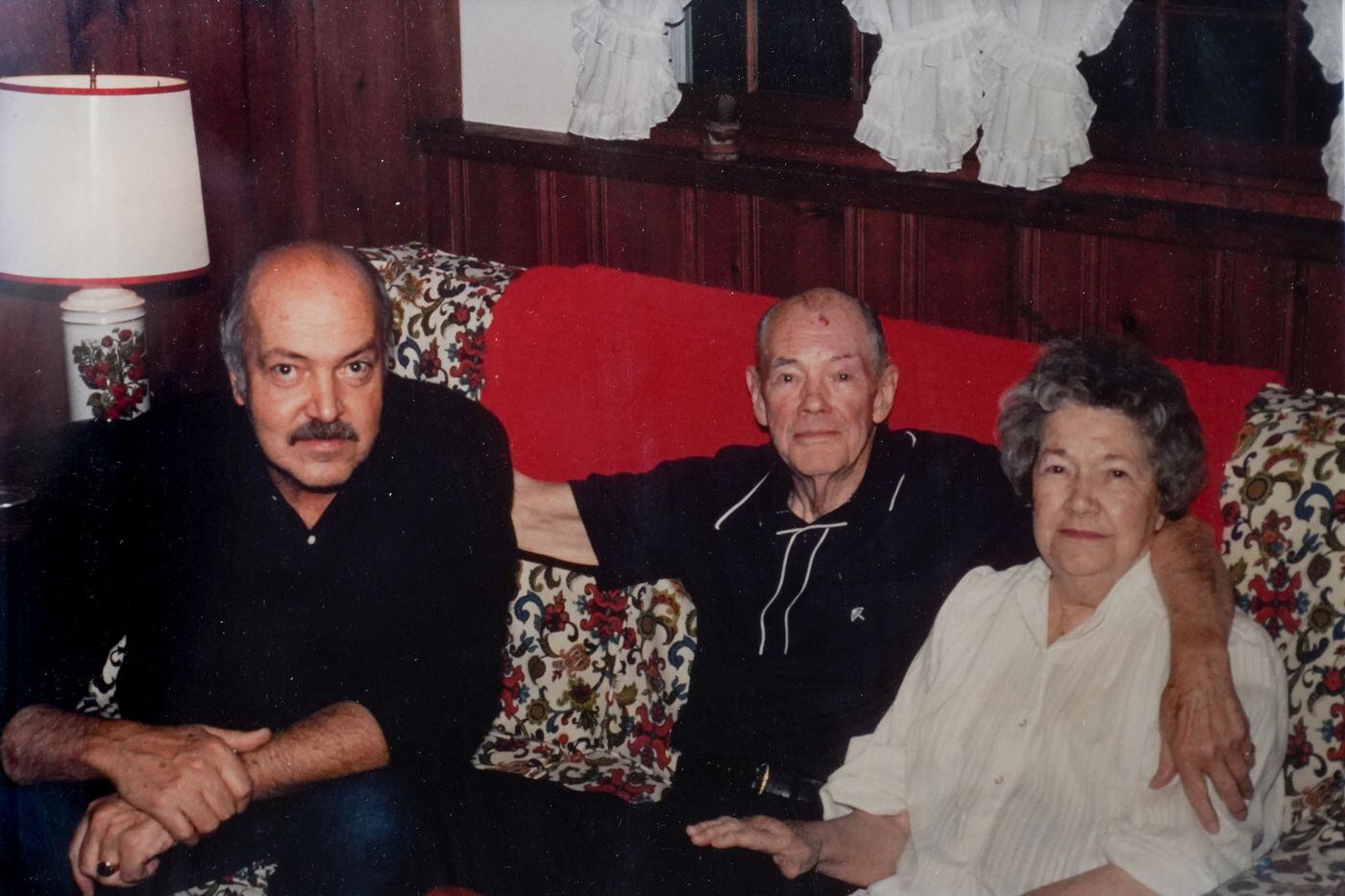 Richard Brian, center, sits with his sister, Mary Caffrey, right, shortly after the siblings reunited in the early 1980s. They spent nearly 50 years apart after he left Trenton for California and they lost track of each other during the Great Depression. At left is Caffrey’s son, William Caffrey.
