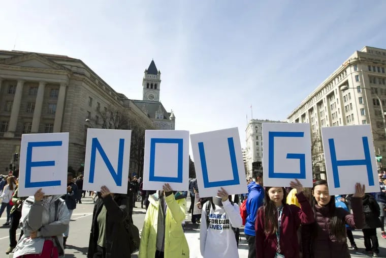 Protesters attend the March for Our Lives rally for more gun control on March 24 near the U.S. Capitol in Washington.