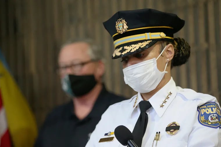 In this file photo, Philadelphia Police Commissioner Danielle Outlaw speaks during a news conference at the city's Emergency Operations Center about protests in Philadelphia over  the police killing of George Floyd.