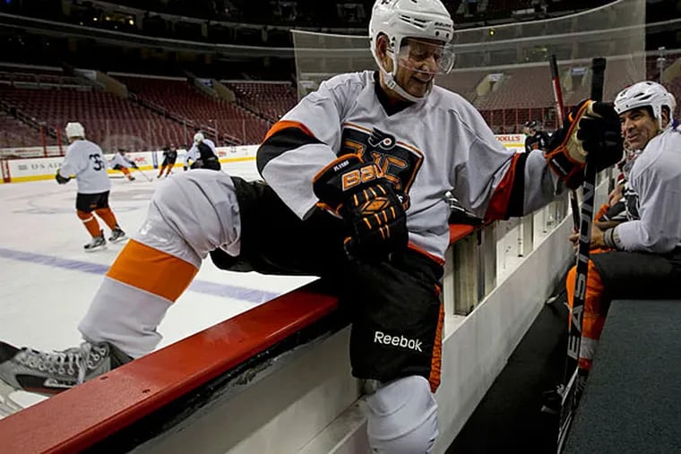 Peter Luukko plays early-morning hockey at the Wells Fargo Center when not working as president and chief operating center of Comcast-Spectacor. (Alejandro A. Alvarez/Staff)