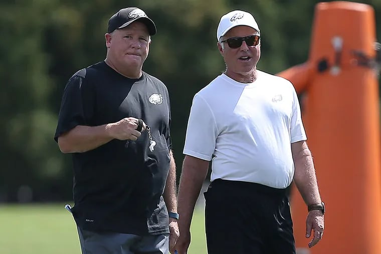 Eagles head coach Chip Kelly (left) and owner Jeffrey Lurie.