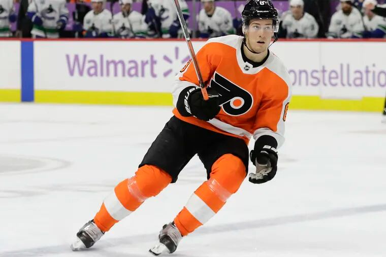 Flyers defenseman Robert Hagg called Monday's game against Vancouver "my best game so far."