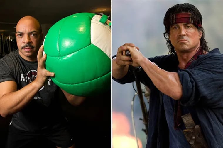 Philadelphia District Attorney Seth Williams (left) and John Rambo (Sylvester Stallone). (Staff and Lionsgate photos)