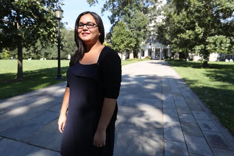 Senior Maria Castaneda, on campus at Swarthmore College, faces uncertainty after the Trump administration announced its intention to revoke DACA.