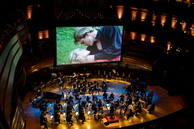 The Philadelphia Orchestra performed a live orchestra-to-screen concert of The Princess Bride on Saturday.  Cary Elwes and Robin Wright are shown in this scene.