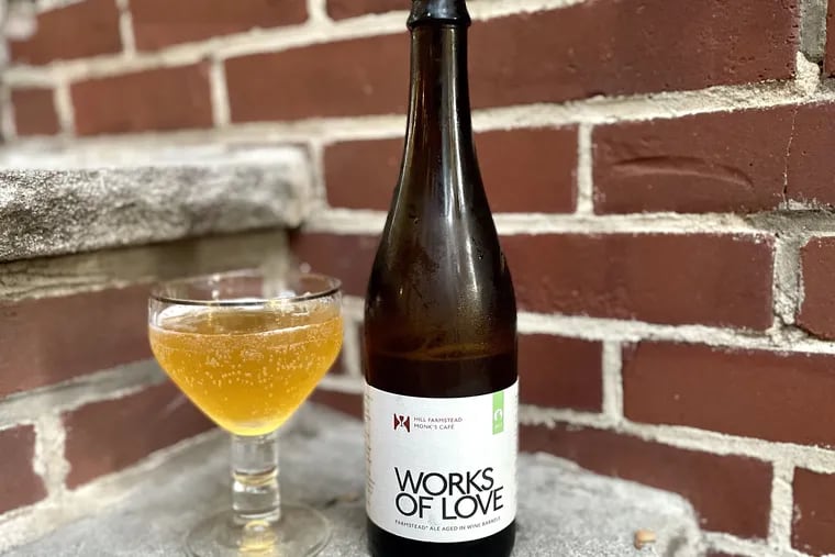 Works of Love, a farmstead ale aged for years in wine barrels, is a collaboration between Hill Farmstead in Vermont and Monk's Cafe to celebrate Monk's 25th year in business.