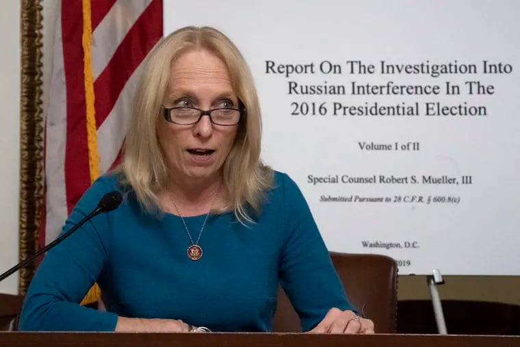 House Judiciary Committee member Rep. Mary Gay Scanlon (D., Pa.) begins a complete reading of the report by special counsel Robert Mueller on Russian election interference, at the Capitol in Washington on Thursday.