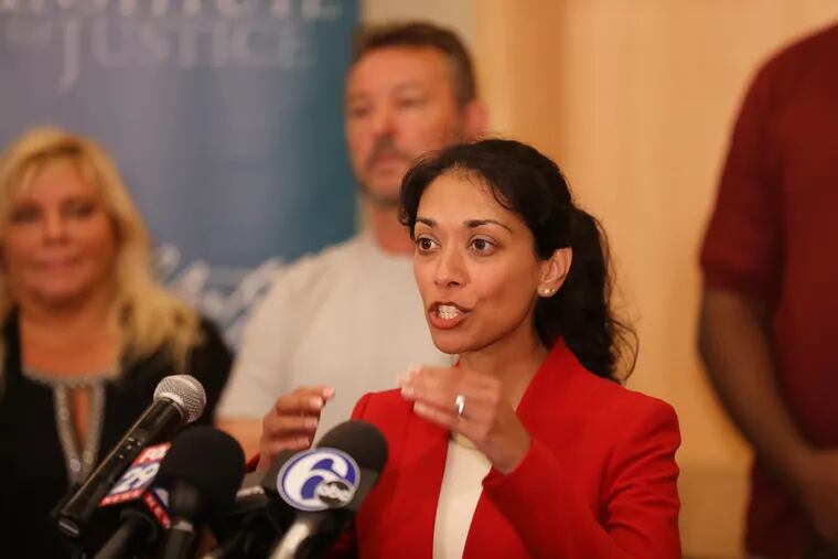 Darpana Sheth, Senior Attorney, Institute for Justice, announces developments in Federal Class-Action Forfeiture Lawsuit Against the City of Philadelphia at the Constitution Center Tuesday September 18, 2018.