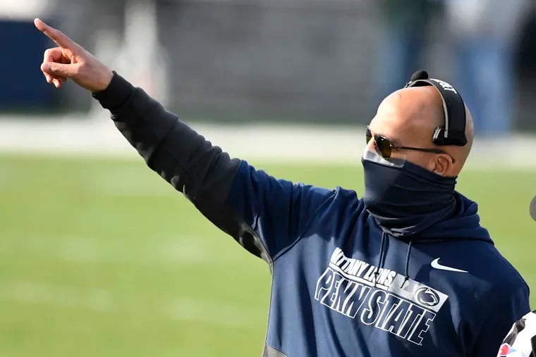 Penn State coach James Franklin makes a point during the win over Michigan State.