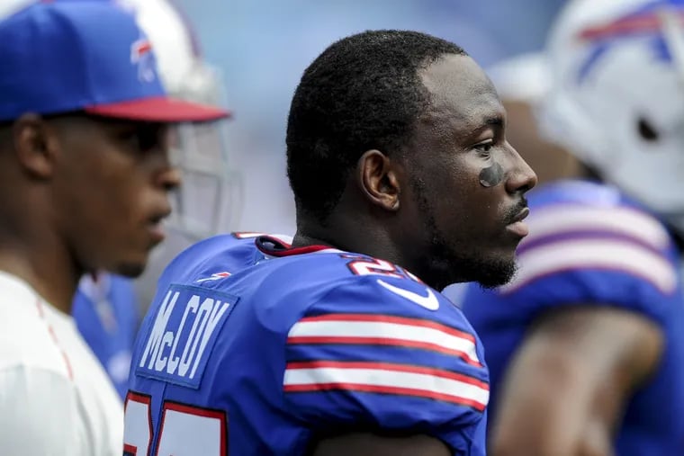 Former Eagles running back LeSean McCoy, who has played for the Buffalo Bills the past three season, denies accusations he physically assaulted a former girlfriend Tuesday morning.