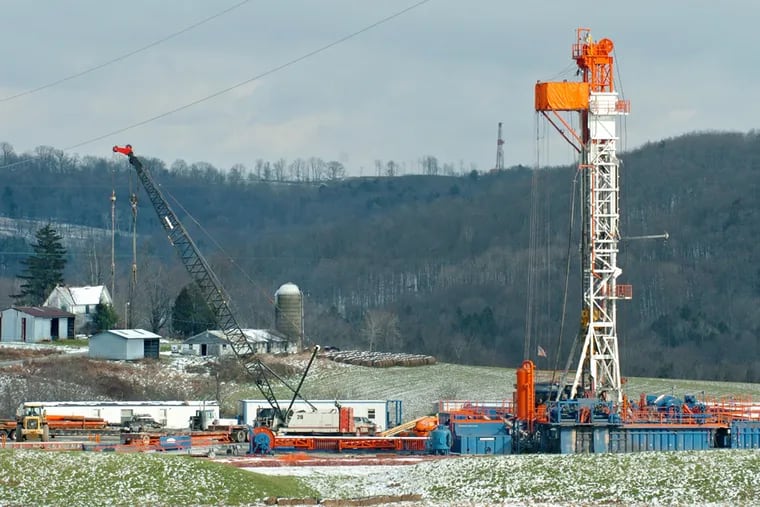 A gas drilling site in Pennsylvania's Marcellus Shale region. two lawsuits want to open the Delaware River basin to fracking, but the DRBC is resisting.