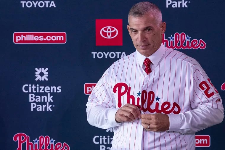New Phillies manager Joe Girardi talks to reporters during a press conference at Citizens Bank Park. Girardi was introduced as the 55th manager in franchise history.