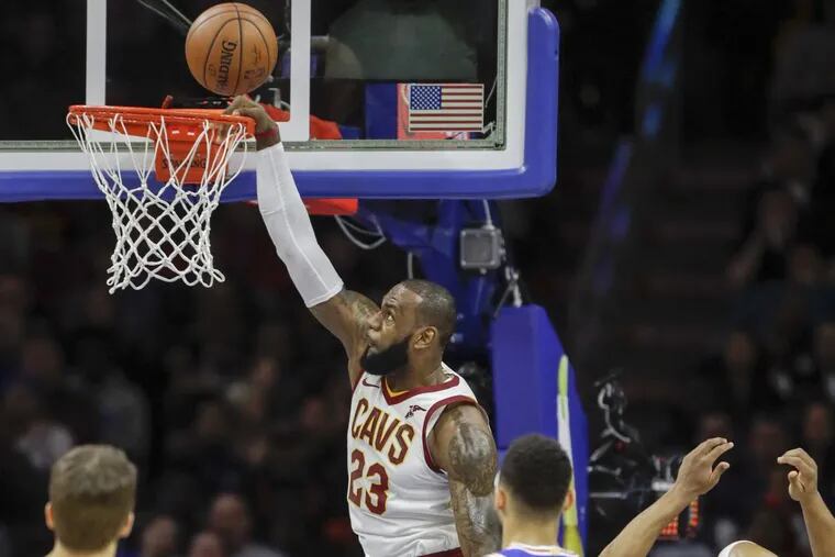 LeBron James missing a dunk against the Sixers in November.