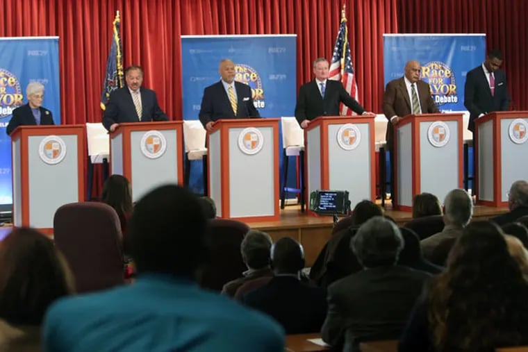 Philadelphia’s Democratic mayoral candidates went on the offensive during a debate at St. Joseph's University that was later broadcast on Fox29. (STEPHANIE AARONSON / Staff Photographer)