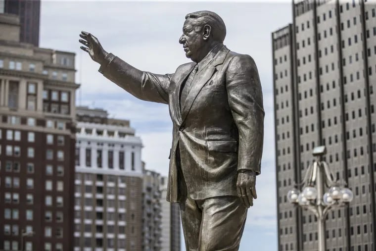 Statue of former Philadelphia Mayor Frank Rizzo outside the Municipal Services Building across from City Hall.