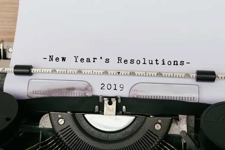 2019 New Year's Resolution typed on vintage typewriter