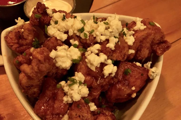 TGB Nuggets — chicken, sriracha, lime, and blue cheese crumbles — at The Goat's Beard in Wayne and Manayunk.