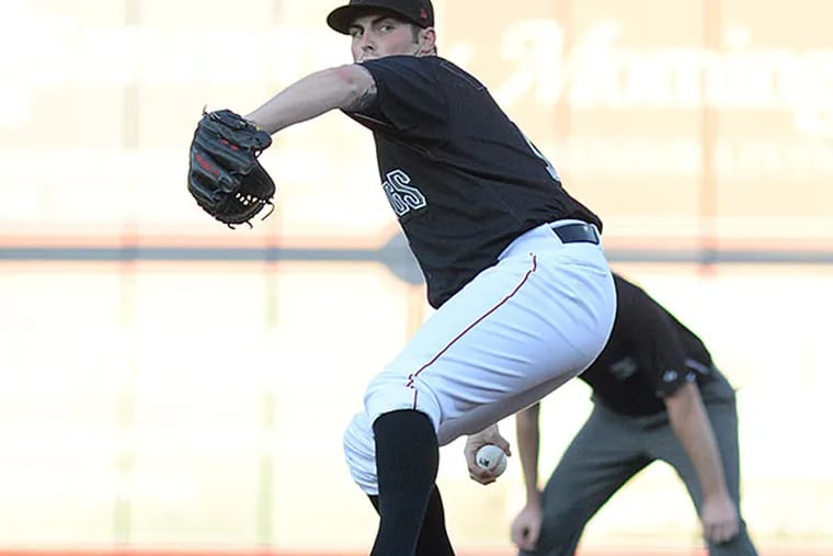 Alec Asher pitches for Lehigh Valley on Thursday night.