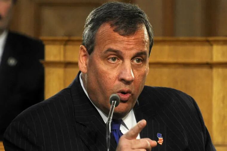 Gov. Christie gives the State of the State address last week in Trenton. (Tom Gralish / Staff Photographer)