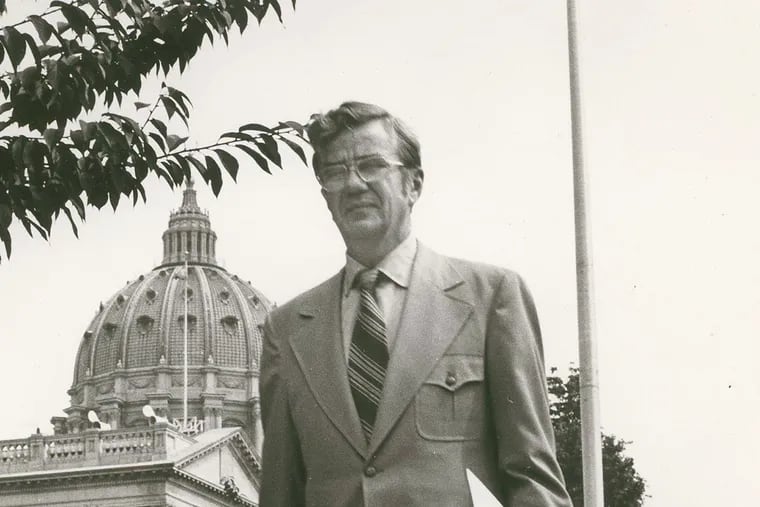 Edmund Jones, state representative from the 161st Legislative District in Delaware County, pictured in front of the Capitol Building in Harrisburg in the 1970s.