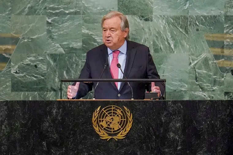 United Nations Secretary-General Antonio Guterres speaks on Tuesday.