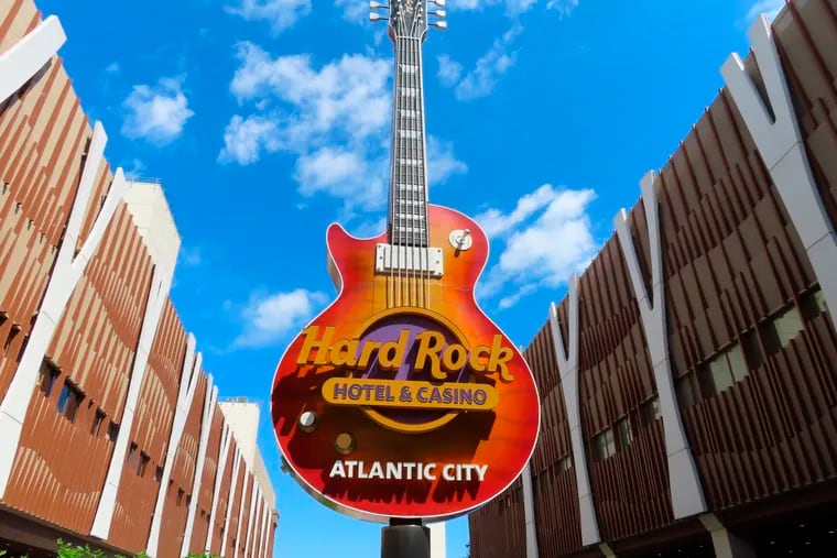 The entrance to the Hard Rock casino in Atlantic City, N.J.