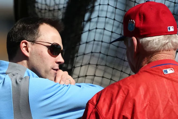Phillies general manager Matt Klentak, pictured during Spring Training, has plenty of work ahead of him when it comes to improving the club's pitching.