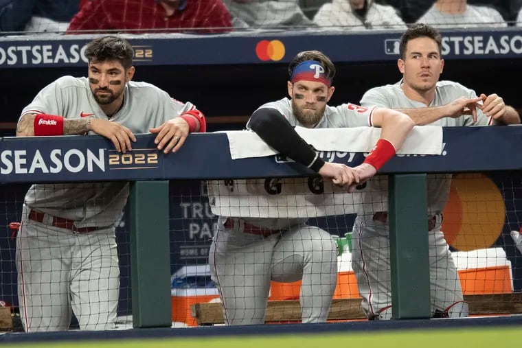 Nick Castellanos, Bryce Harper, J.T. Realmuto and the Phillies return home for Game 3 with the series tied, 1-1.