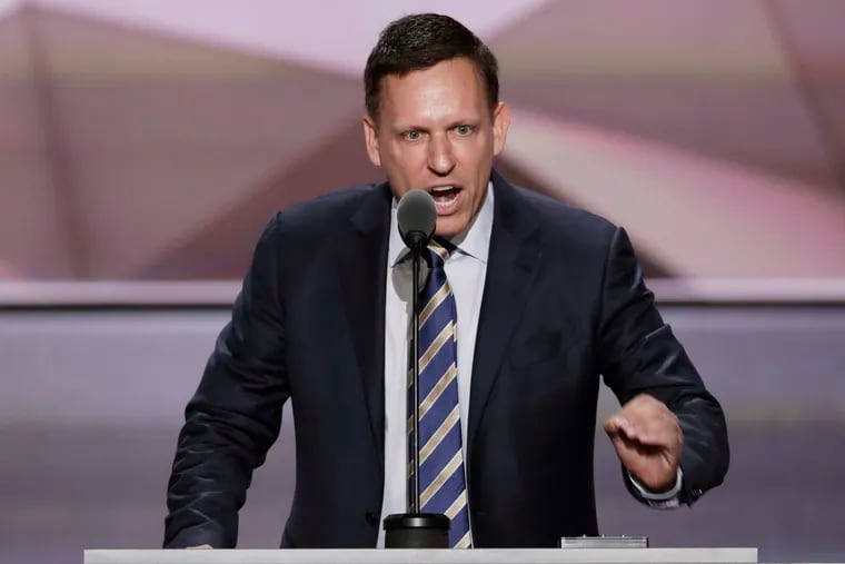 In this July 2016 photo, entrepreneur Peter Thiel speaks during the final day of the Republican National Convention in Cleveland. The Silicon Valley data-mining firm Palantir Technologies says it has confidentially filed to go public, setting up what could be the biggest public stock offering of a technology company since Uber’s debut in 2019.
