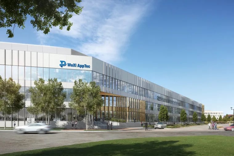 Artist's rendering of new lab and office building planned for pharmaceutical company WuXi AppTec at the Navy Yard in South Philadelphia.