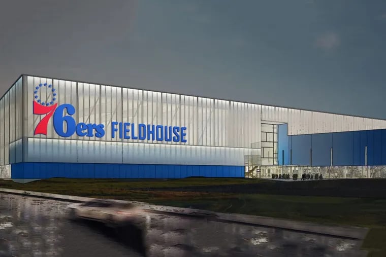 A rendering of the Sixers' new training facility, to be built in Wilmington.
