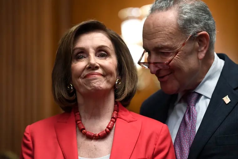 House Speaker Nancy Pelosi (left) and Senate Minority Leader Sen. Chuck Schumer at an event on Capitol Hill last week.