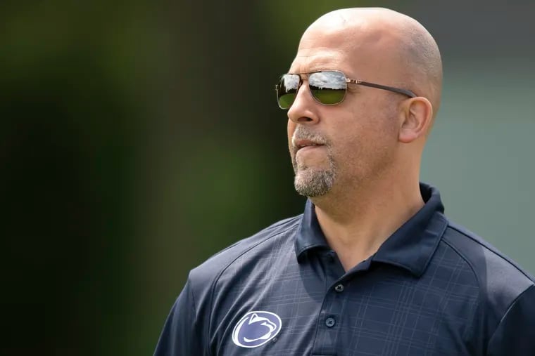 Penn State coach James Franklin attended an Eagles practice earlier this month.