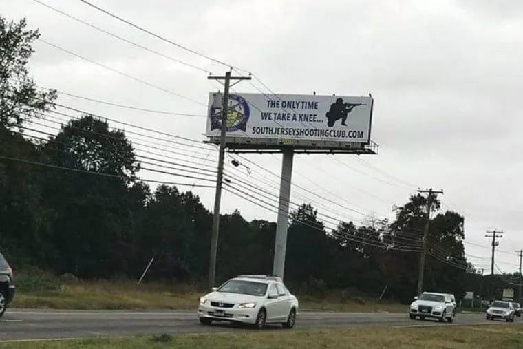 The South Jersey Shooting Club’s sign along Route 73 in Voorhees. A second is located near Routes 73 and 130 in Pennsauken.