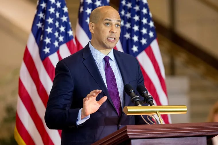 Sen. Cory Booker has been campaigning for Hillary Clinton but dismisses speculation that he could be a prospective running mate.