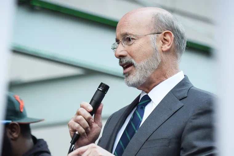 Gov. Wolf on Friday in Philadelphia, where he showed support for Marriott workers hoping to unionize. Wolf is using a low-risk strategy as he seeks reelection in November.