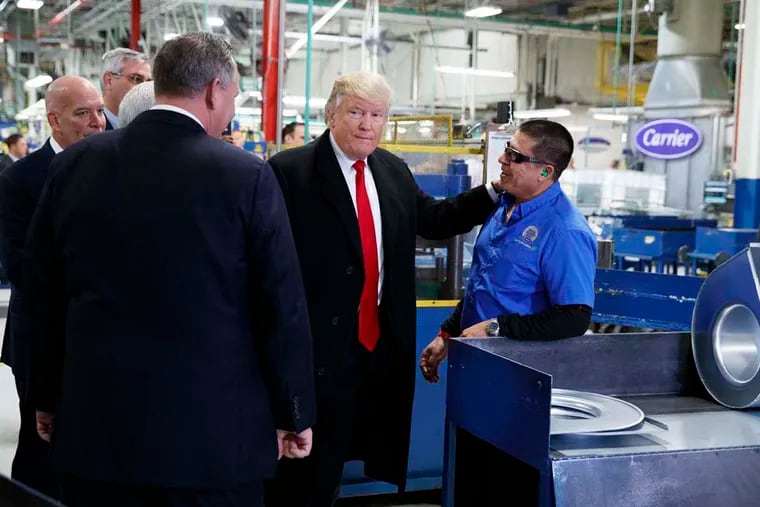 President-elect Donald Trump talking with workers last week at the Carrier Corp. furnace plant in Indianapolis.