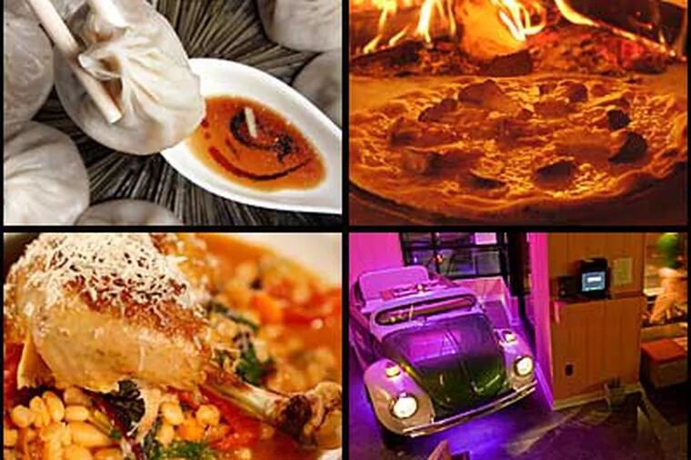Some of the notable restaurants Craig LaBan reviewed in 2008 include (clockwise from top left): Dim Sum Garden, Cooper's Brick Oven Wine Bar, Cafe Estelle and Distrito, Jose Garces' latest.