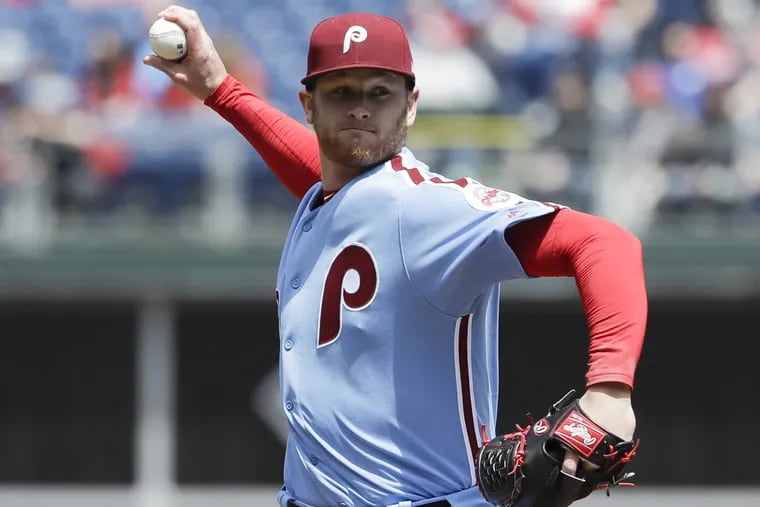Ben Lively, here with the Phillies in April, lasted six innings in triple-A on Thursday.
