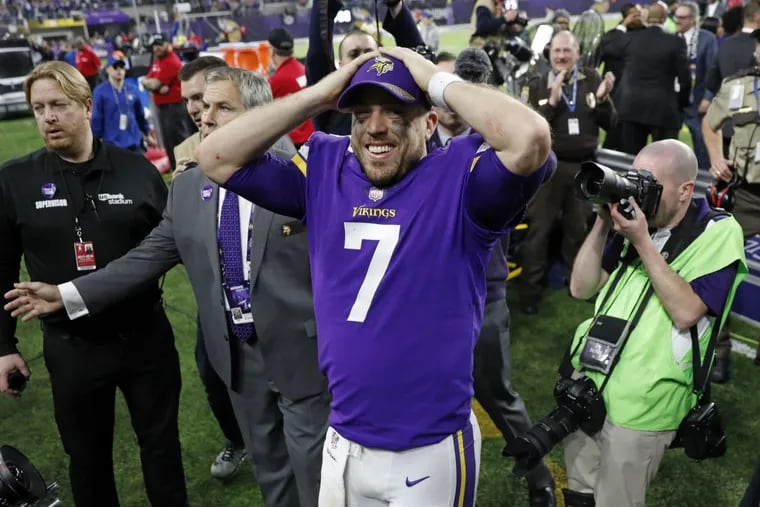 Like the rest of us, Vikings quarterback Case Keenum cannot believe the ending to Sunday’s win over the Saints.