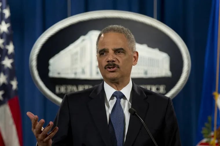 Attorney General Eric Holder speaks at the Justice Department in Washington, Wednesday, March 4, 2015, about the Justice Departmentâ€™s findings related to two investigations in Ferguson, Mo. The Justice Department will not prosecute a white former police officer in the fatal shooting of an unarmed black 18-year-old whose death in Ferguson sparked weeks of protests and ignited an intense national debate over how police treat African-Americans. But the government released a scathing report Wednesday that faulted the city for racial bias. (AP Photo/Carolyn Kaster)