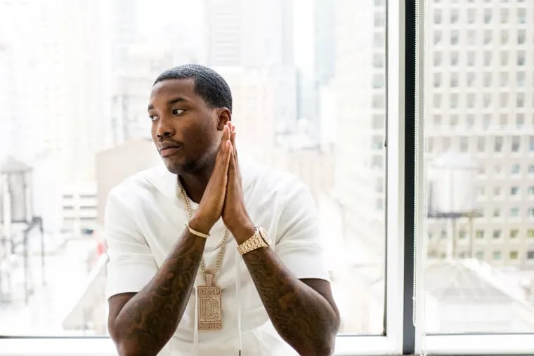Philly-born Meek Mill has a concert stop here with girlfriend Nicki Minaj next month and will be a headliner at Made in America in September. (Andrew Renneisen/For the Inquirer)