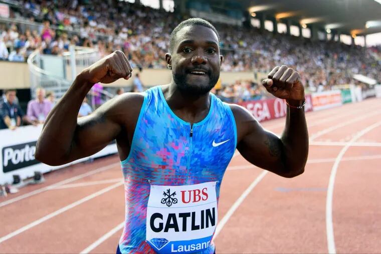 Justin Gatlin during a 2017 race in Switzerland.