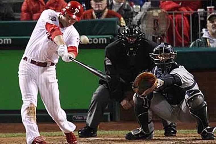 Chase Utley hit five home runs in the 2009 World Series, tying Reggie Jackson's series record. (Steve Falk / Staff photographer)