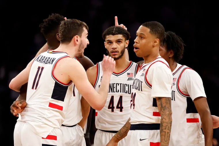 UConn had been on a 9-1 run before losing to Marquette in last week’s Big East Tournament semifinals. The Huskies are seeded fourth in the West Region and have the fourth-shortest odds to win it and advance to their fifth Final Four. (Photo by Sarah Stier/Getty Images)