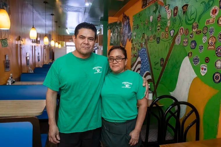 The Hibernian Cafe, which serves both Irish and Mexican fare, is owned and operated by Pedro Garcia and Andrea Castillo, originally from Mexico.